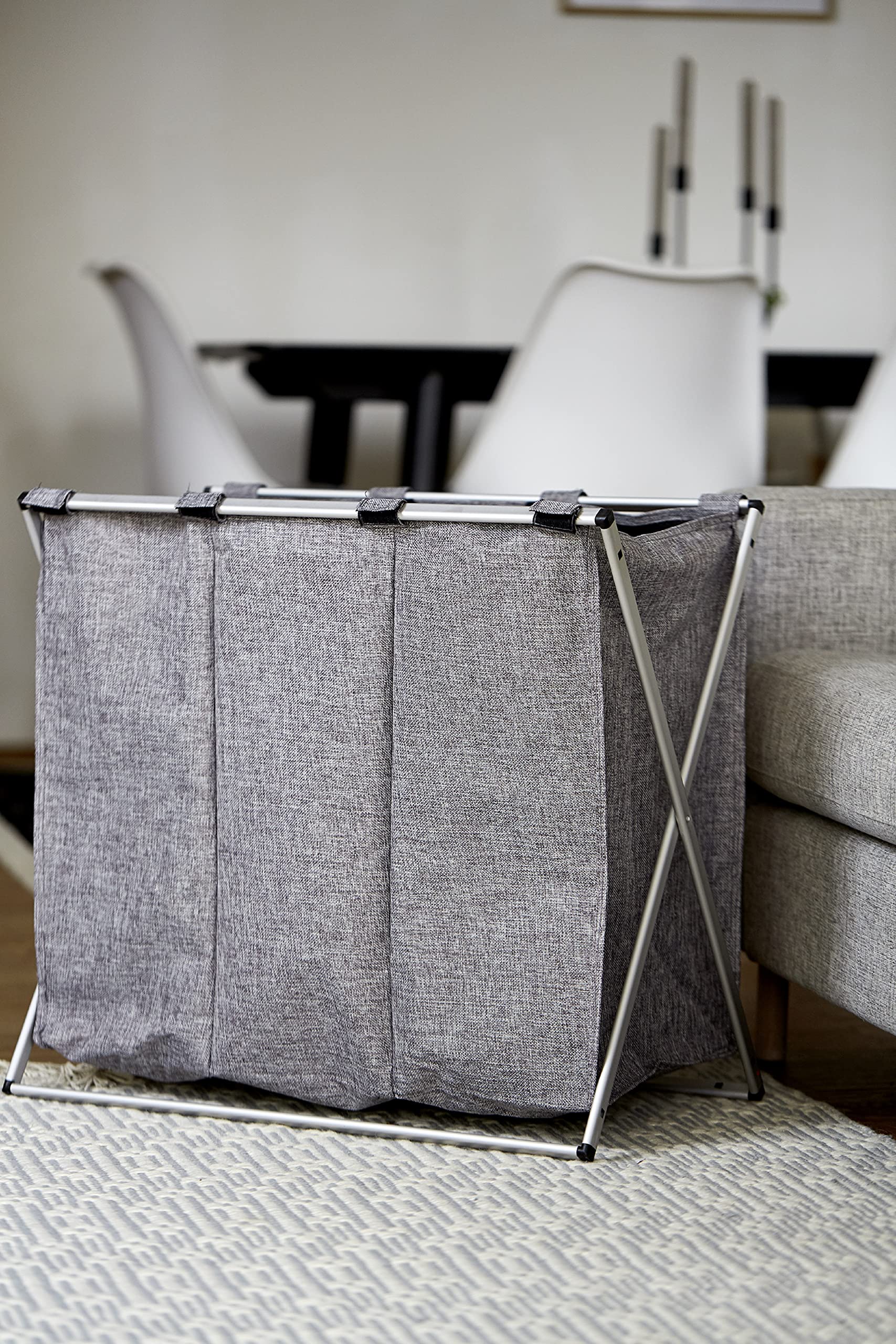 Wenko Trio cesto portabiancheria grigio melange 130 L