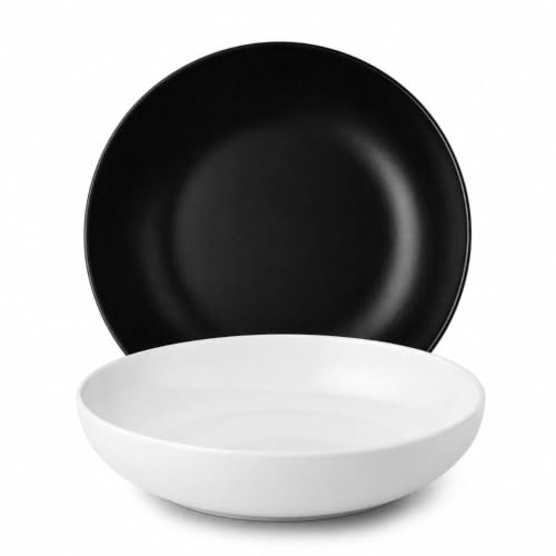 Cecaro Group servizio piatti ceramica 12 pezzi nero bianco 6 persone