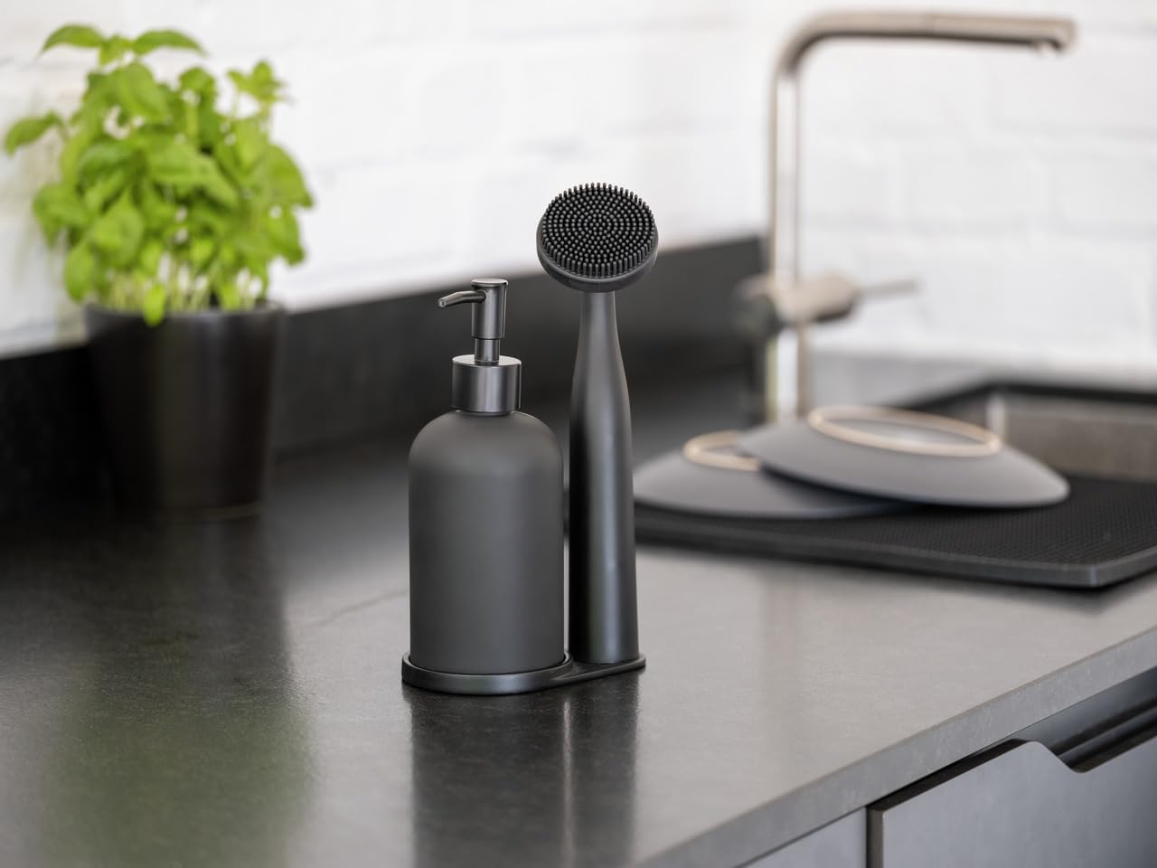 Wenko Piedo set cucina dispenser 400 ml nero 3 pezzi