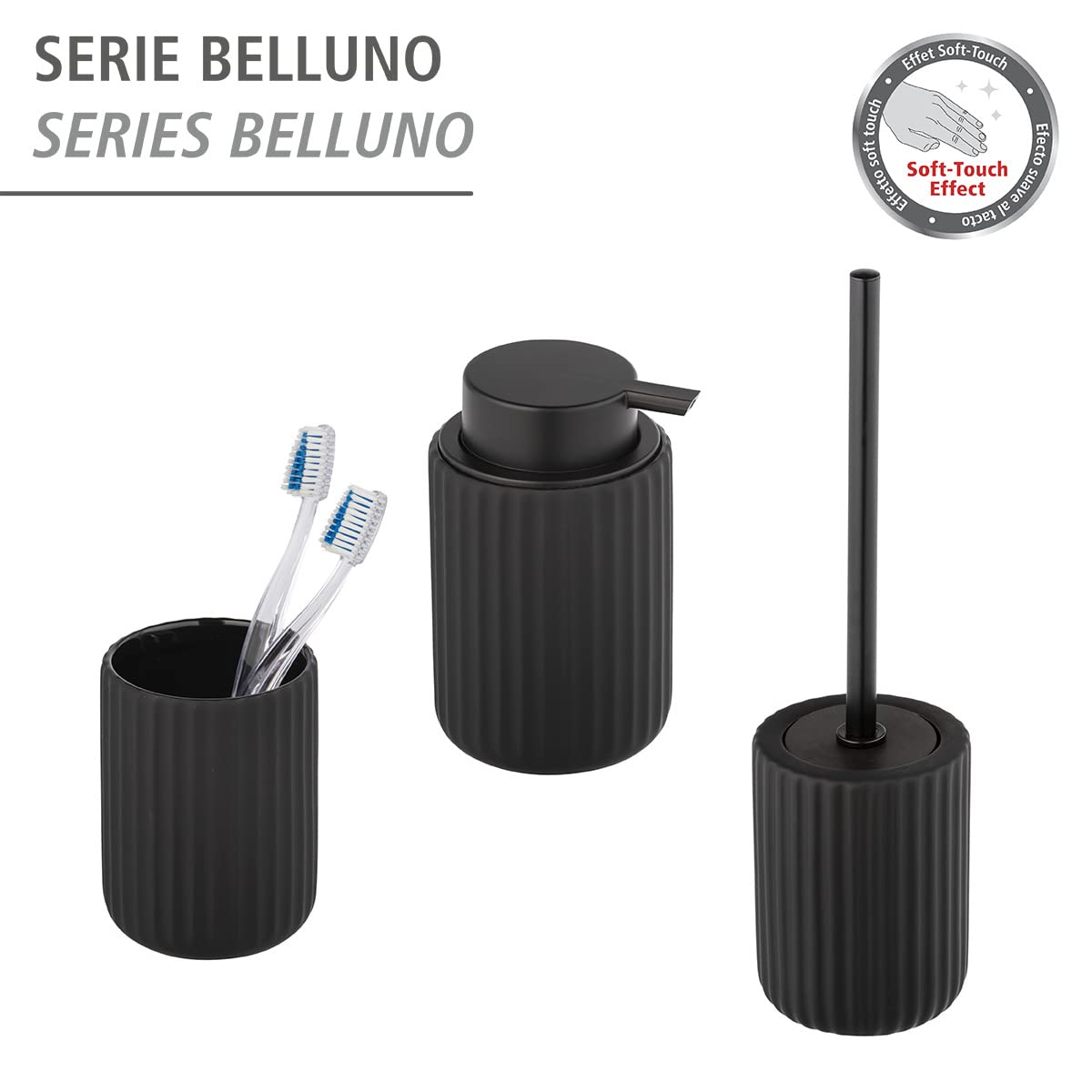 Wenko Belluno bicchiere portaspazzolini nero