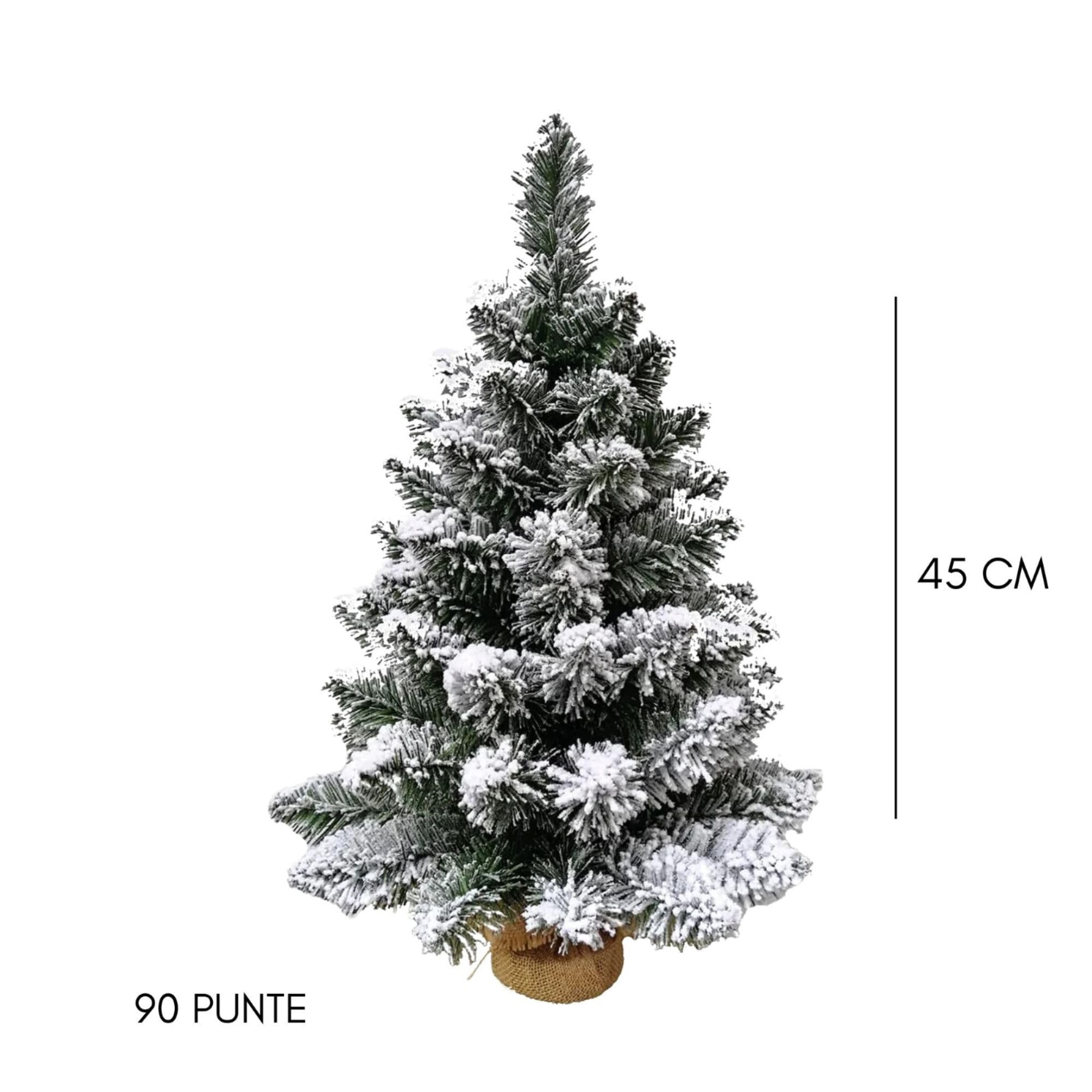 Cecaro Group Albero Natale Innevato 45 cm 50 Punte Juta