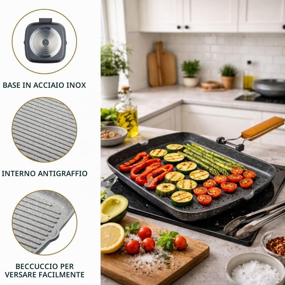 Cecaro Group Bistecchiera 36x26 cm grill antiaderente pietra