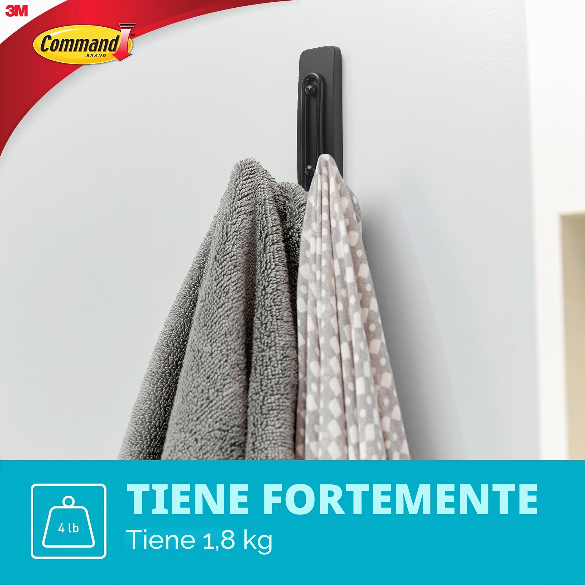 Command Gancio Doppio Grande gancio bagno nero 1,8 kg