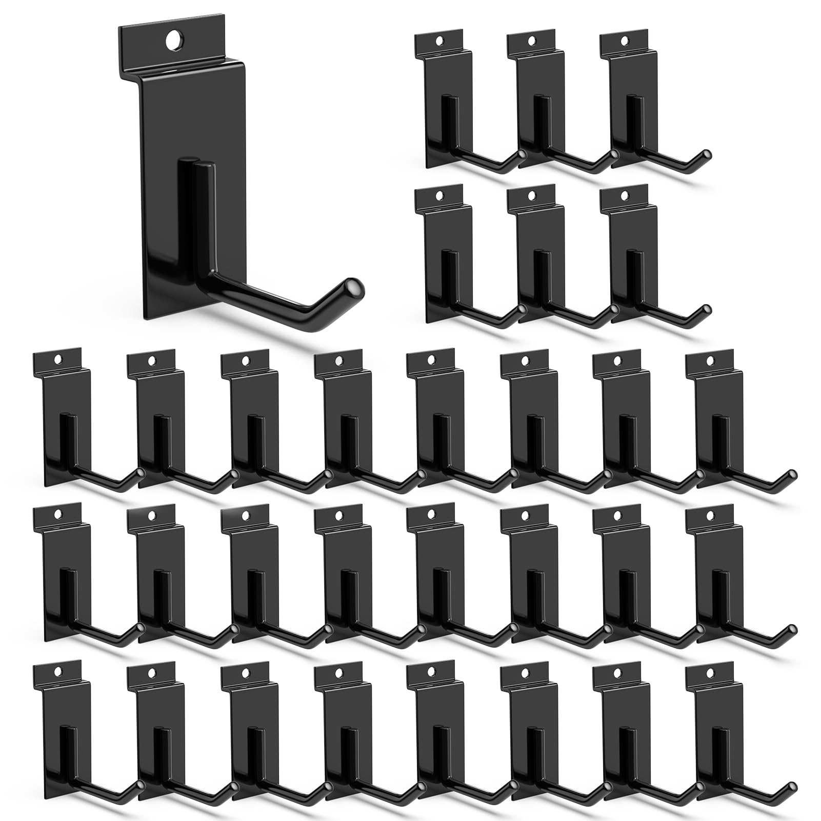 3-H Slatwall Ganci Pannello Scanalato Acciaio 15cm 30 Pezzi
