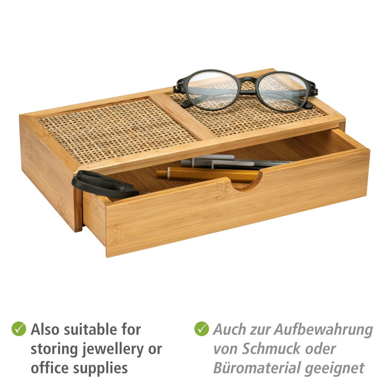 Wenko Allegre box bagno bambù rattan 28 cm