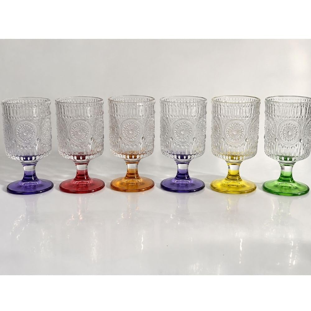 Cecaro Group Set 6 Calici Colorati 210 ml in vetro con gambo
