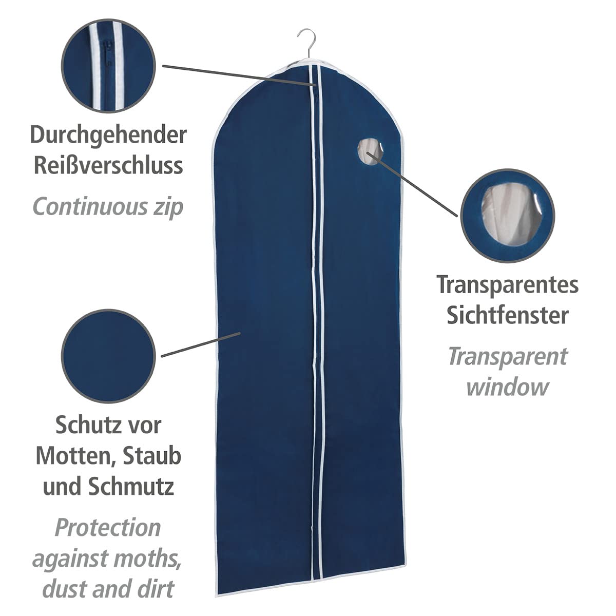 Wenko Air custodia abiti 150x60 cm blu traspirante