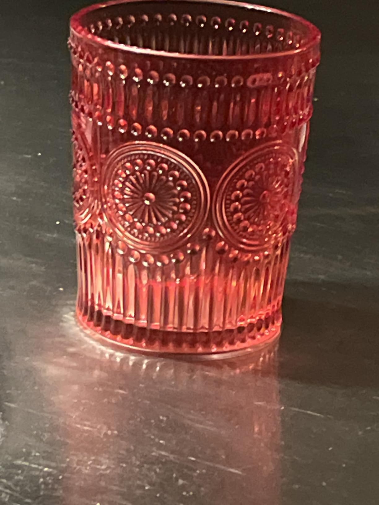 Cecaro Group Bicchieri Natale Vetro Rosso 6 Pezzi 280ml Rilievo