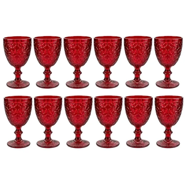 Cecaro Group Mosaico Calici Rossi Vetro 350 ml Set 12 Pezzi