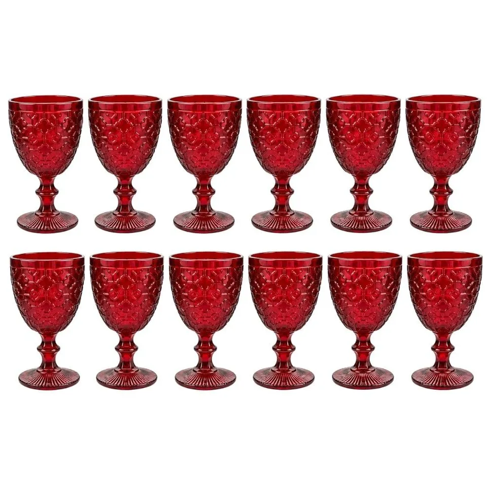 Cecaro Group Mosaico Calici Rossi Vetro 350 ml Set 12 Pezzi