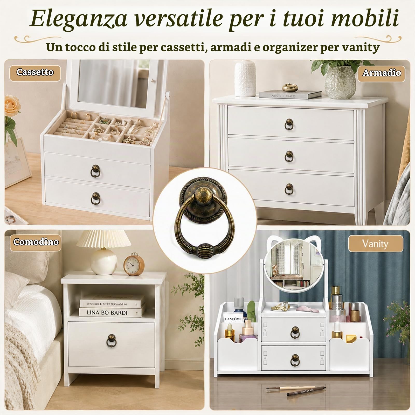 Lxoraziy maniglie mobili antiche ad anello 8 pezzi