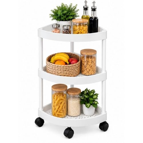 Cecaro Group carrello angoliera bianco 3 ripiani con ruote