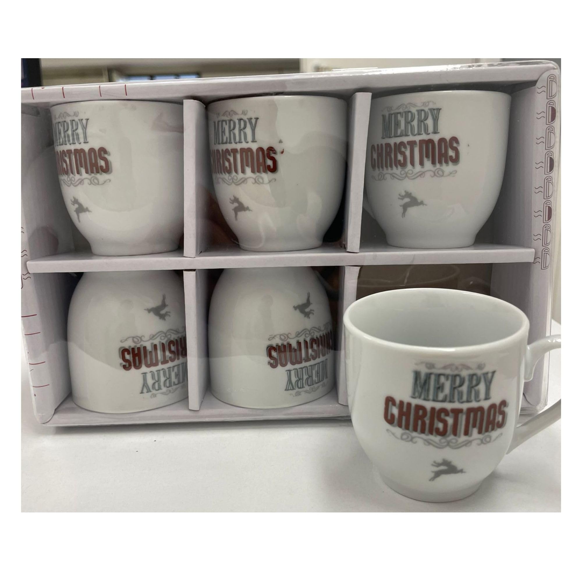 Cecaro Group Set 6 Tazzine Natalizie Ceramica Babbo Natale