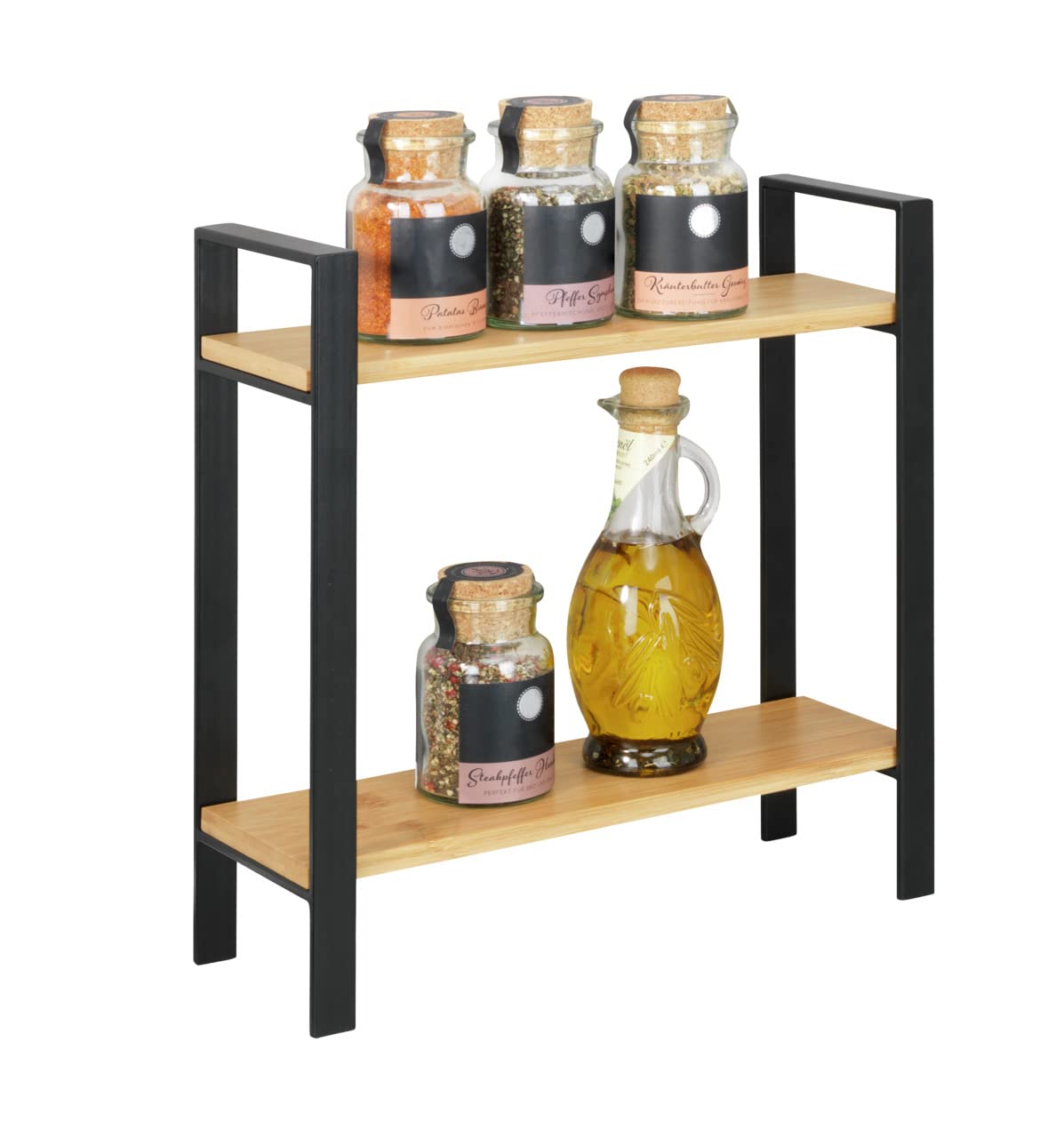Wenko Lou scaffale cucina 2 ripiani nero bambù 32x33x11