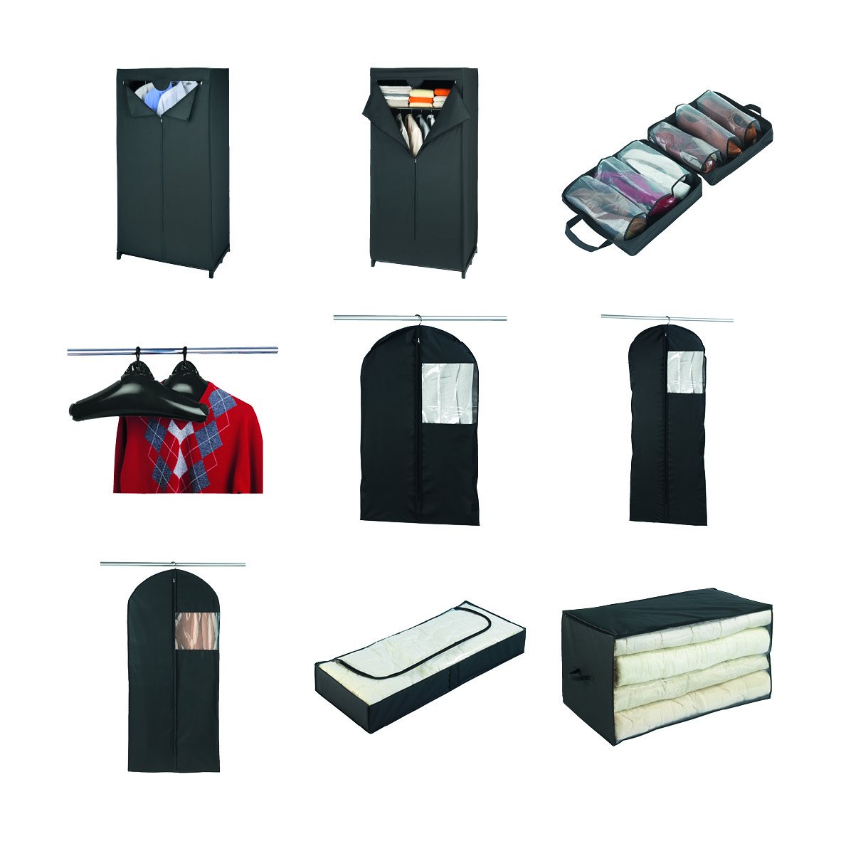 WENKO Deep Black custodia portascarpe 3 paia nero PEVA