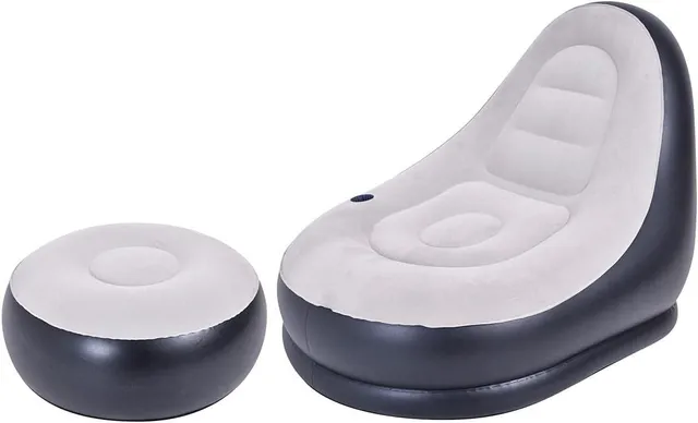 Cecaro Group Poltrona Gonfiabile Grigia PVC con Pouf 125 cm