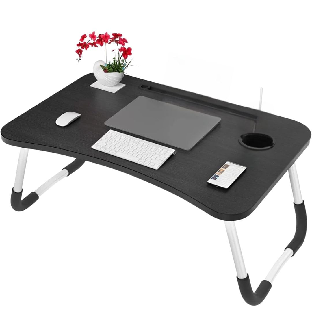 Cecaro Group Tavolino Pieghevole Legno Nero con Portabicchiere