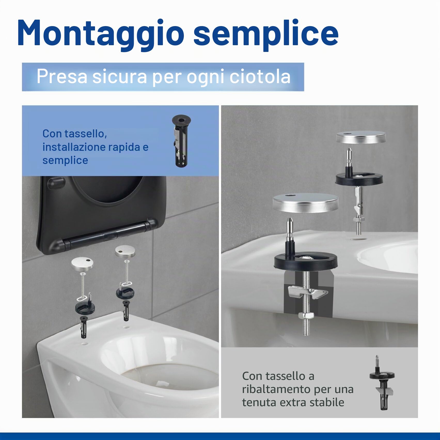 Wenko Galati sedile WC nero opaco chiusura ammortizzata