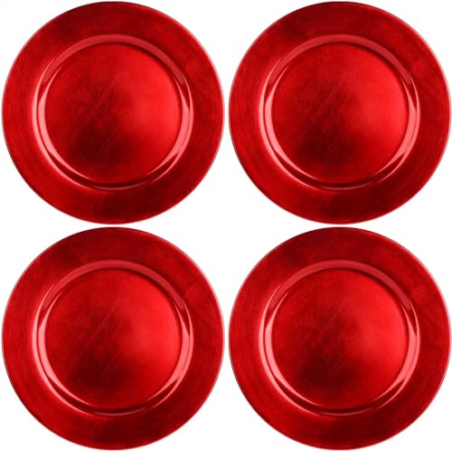 Cecaro Group Sottopiatti Rossi 33 cm Set 6 Pezzi Natale Rigidi