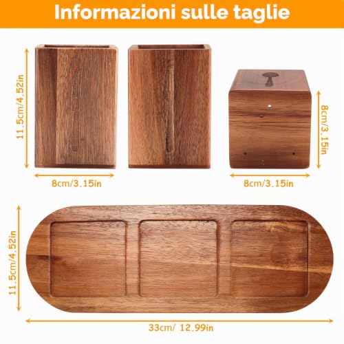 Gachiwar Scolaposate Legno Acacia 33x11,5 cm Set 3 Pezzi