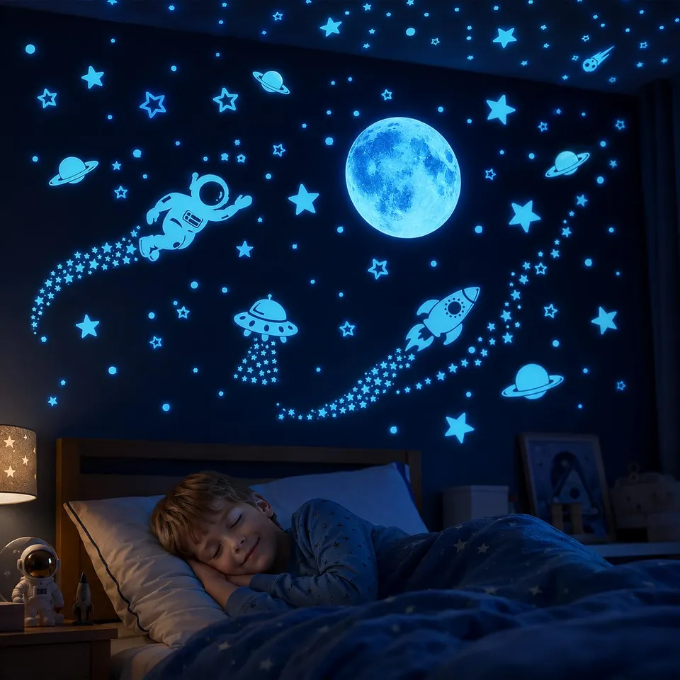 Quelcc Stelle e Luna Adesivi Fluorescenti 1513 Pezzi Blu Notte