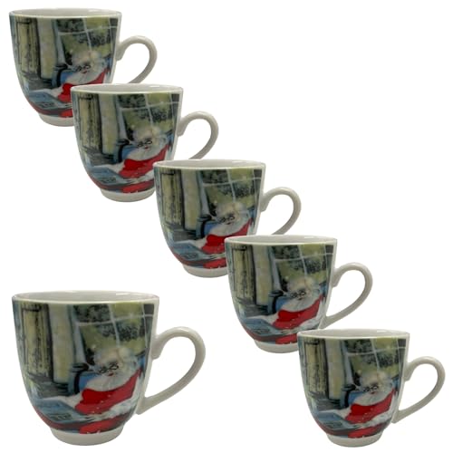 Cecaro Group Set 6 Tazzine Natalizie Ceramica Babbo Natale