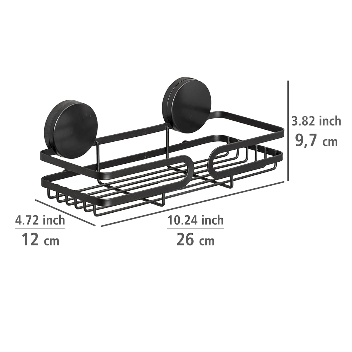 Wenko Static-Loc Plus Pavia mensola nera senza forare 26 cm