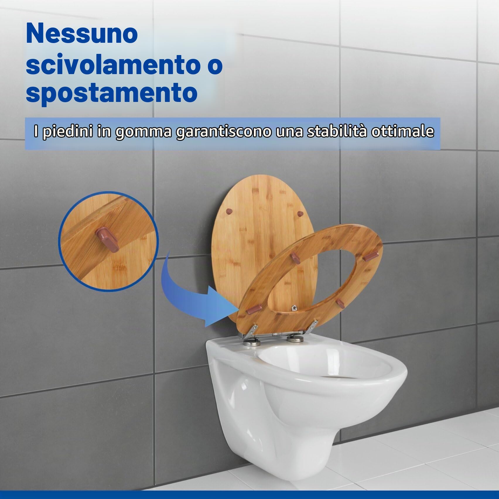 Wenko Bambusa sedile wc bambù easy-close 34,5 cm