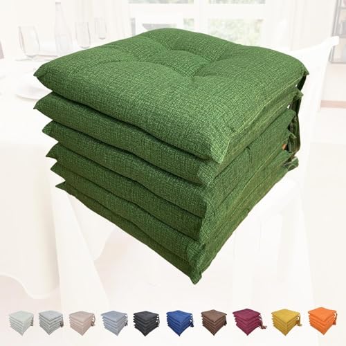 Cecaro Group set 6 cuscini sedia con lacci verde cotone