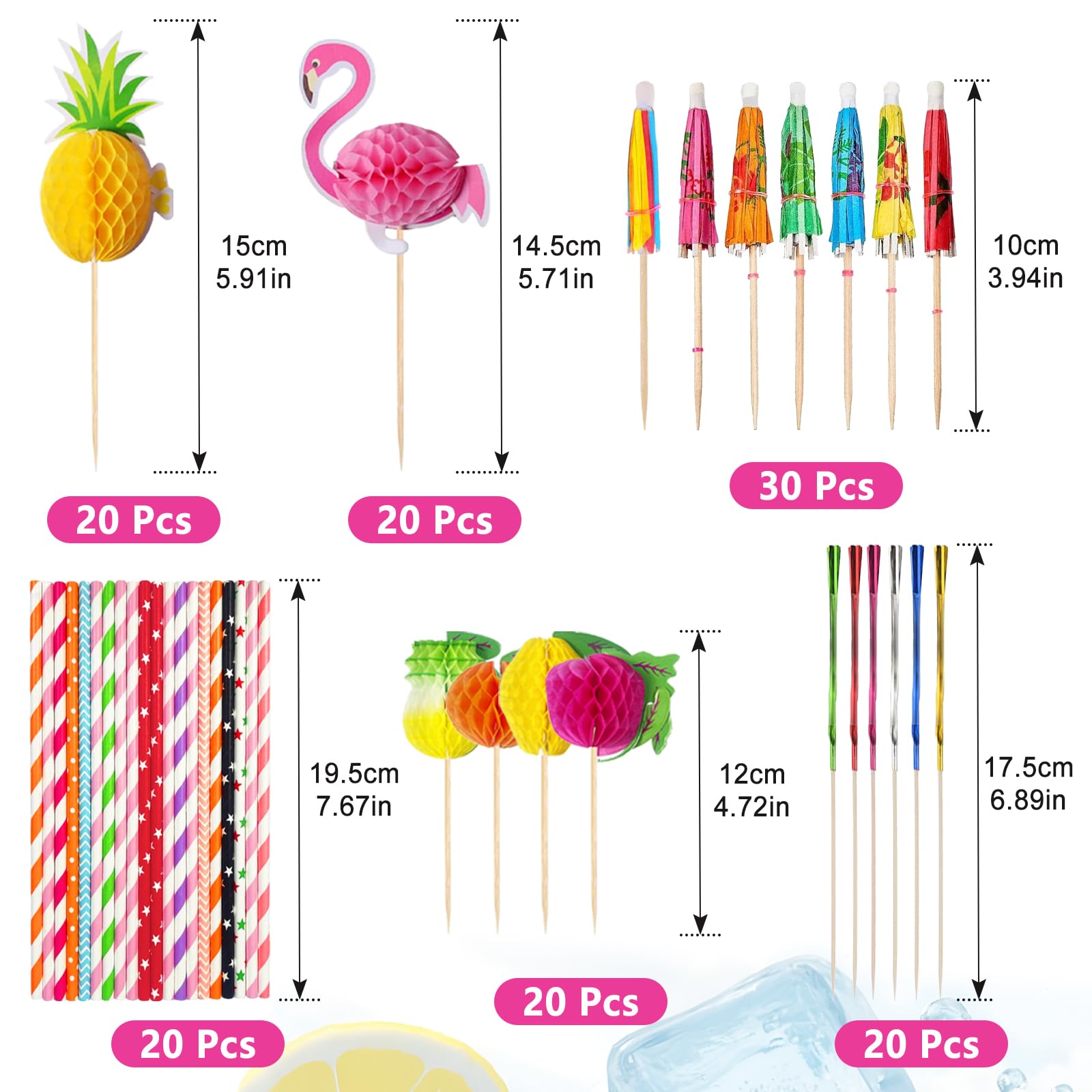Quelcc Decorazioni Cocktail Hawaiane 130 Pezzi
