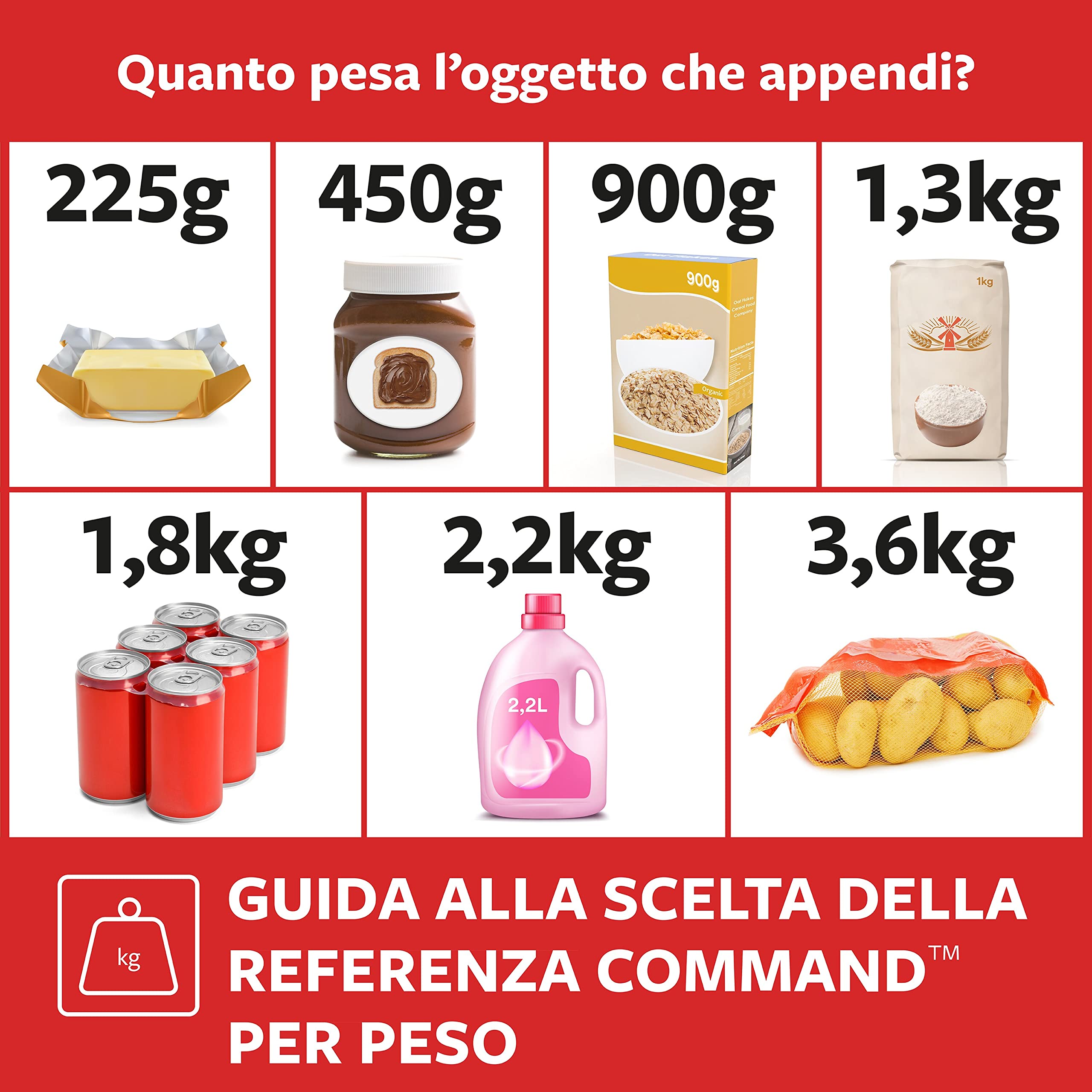 Command Design Medi ganci adesivi 6 pezzi bianchi 1,3 kg
