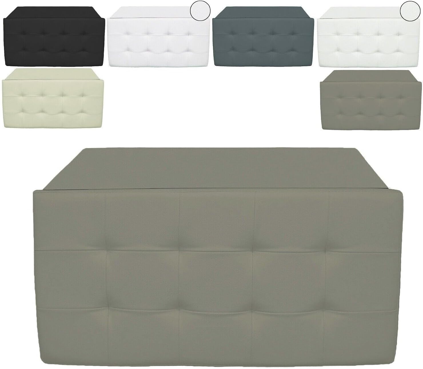 Pouf contenitore beige ecopelle 76x38 cm trapuntato