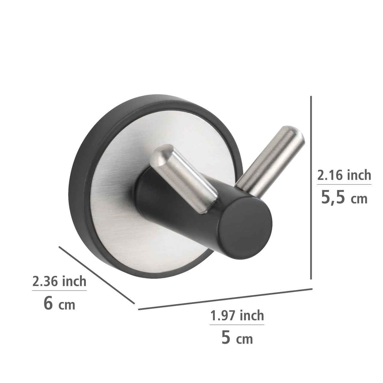 Wenko Udine UV-Loc Duo Gancio Doppio Nero Acciaio