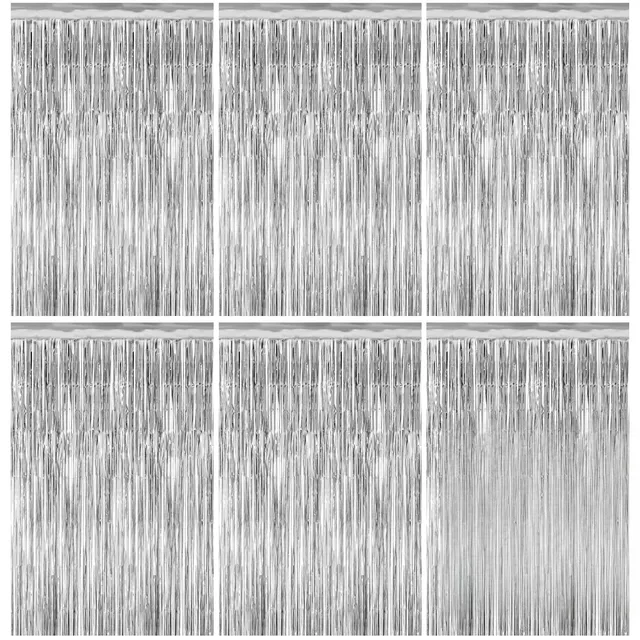 Quelcc Tenda Metallica Frange Argento 6 Pezzi 1x2 m