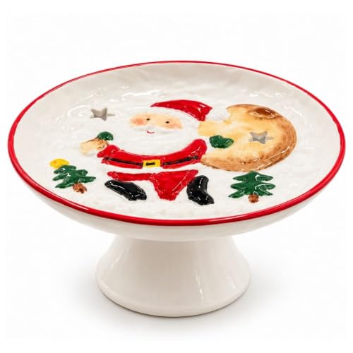 Cecaro Group Alzatina Natalizia Ceramica Babbo Natale 17 cm