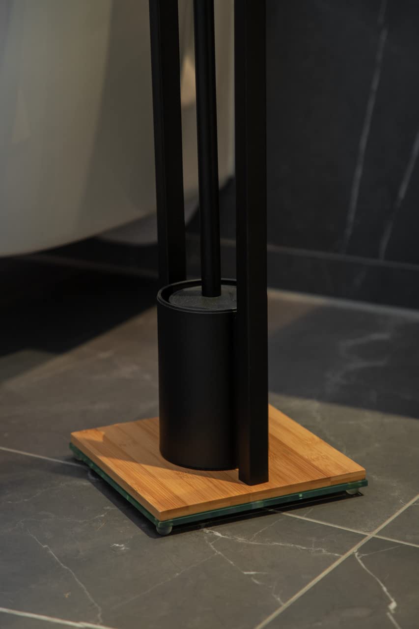 Wenko Bambusa mobiletto bagno in bambù con struttura nera