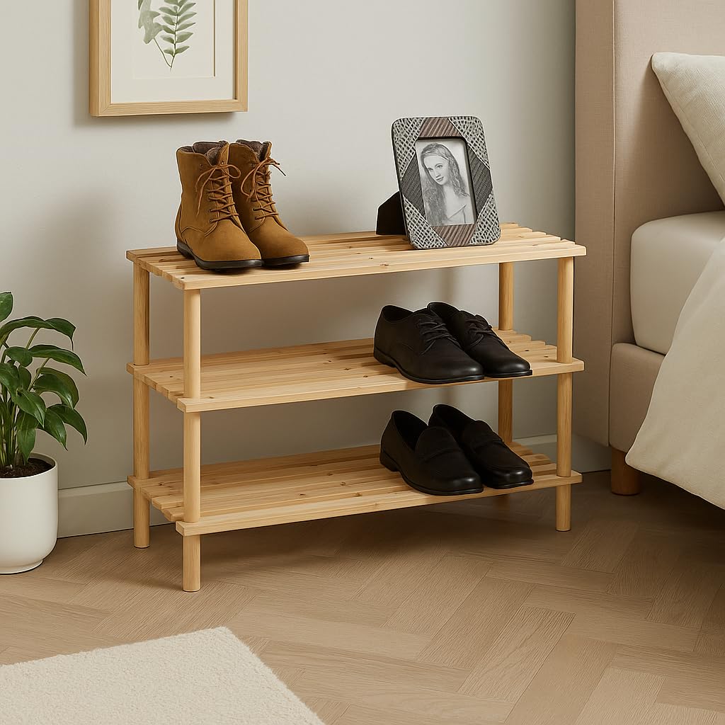 Cecaro Group Scarpiera Bambù 3 Ripiani 63x26x48 cm