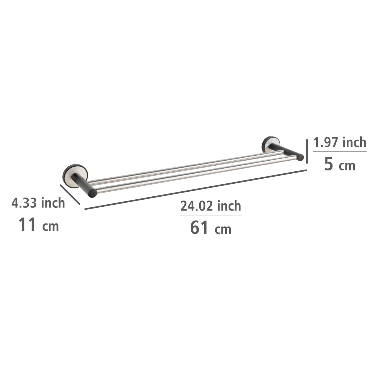 Wenko Udine Duo 25015100 asta asciugamani nera opaca 61 cm