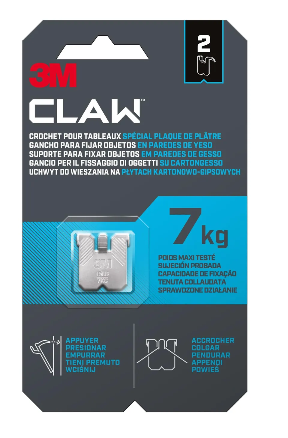 Command Claw Gancio Cartongesso Appendiquadri 7 Kg 2 Pezzi