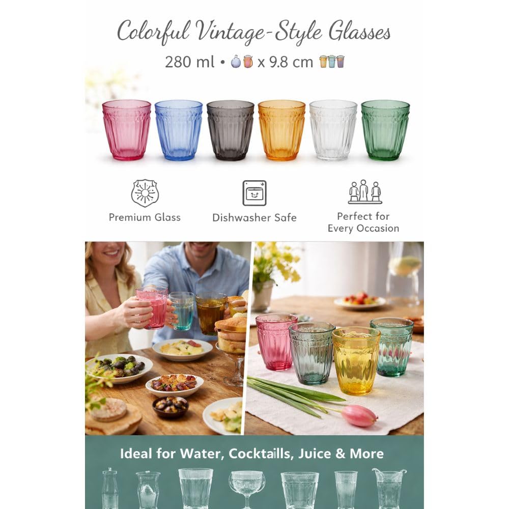 Cecaro Group Tulipano Miriam Set 6 bicchieri 280 ml colorati