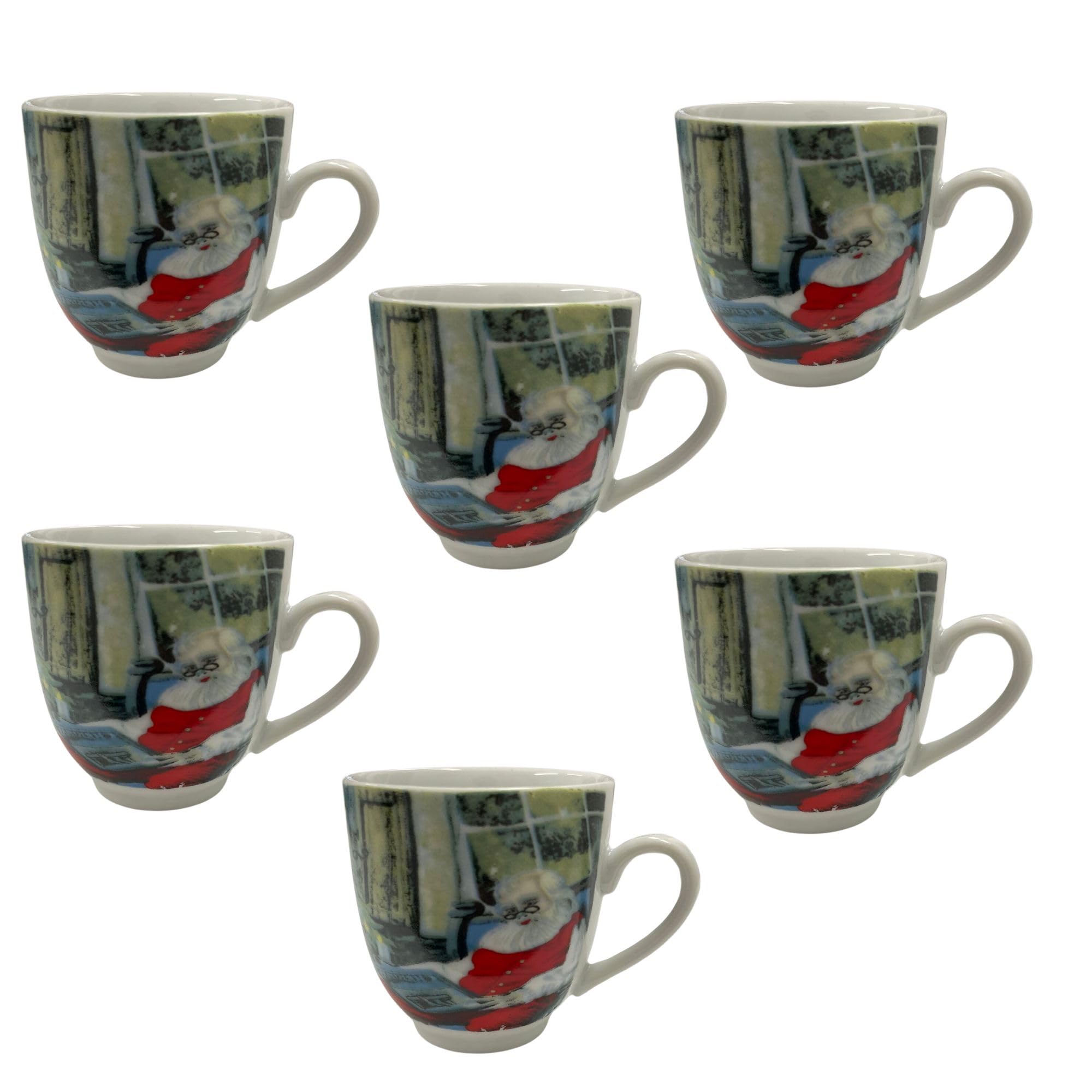 Cecaro Group Set 6 Tazzine Natalizie Ceramica Babbo Natale