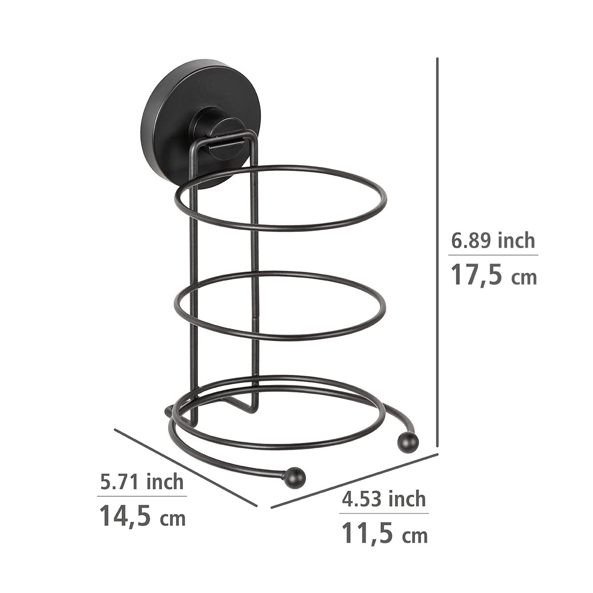 Wenko Milazzo Portaphon Nero Senza Forare 11,5 cm
