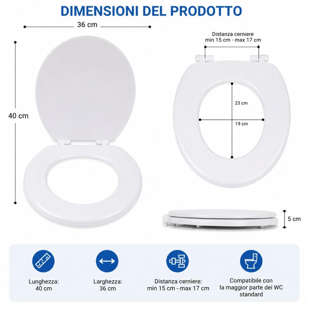 Cecaro Group Copriwater Universale Morbido PVC Bianco