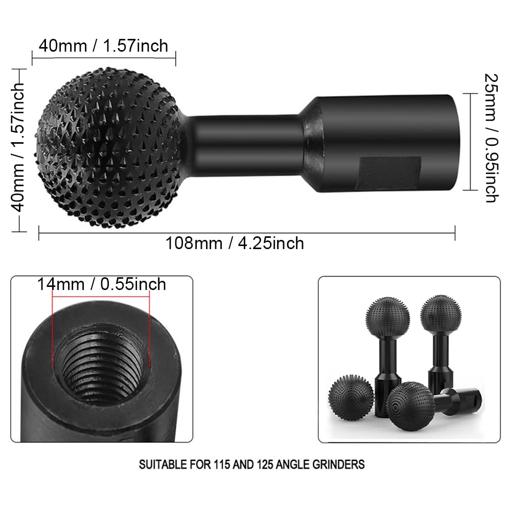 Lxoraziy Raspa a Sfera 14 mm fresa legno per smerigliatrice 115/125