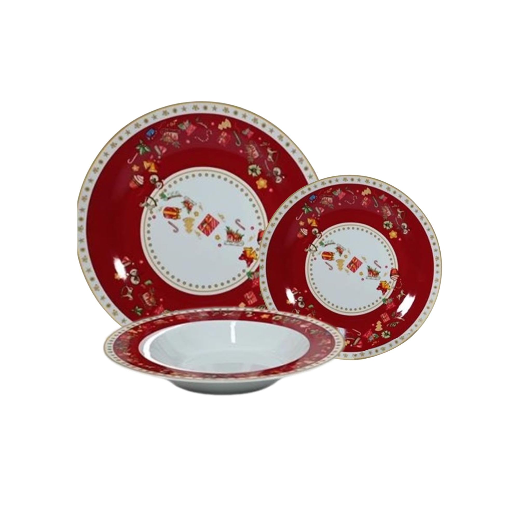 Cecaro Group set 18 piatti porcellana Natale per 6 persone
