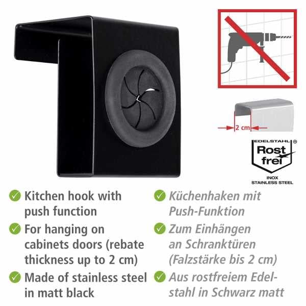 Wenko Black Outdoor Kitchen Push gancio nero