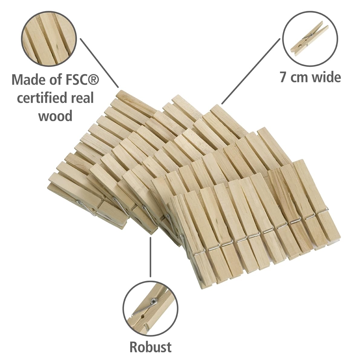 Wenko mollette bucato legno 50 pezzi presa forte