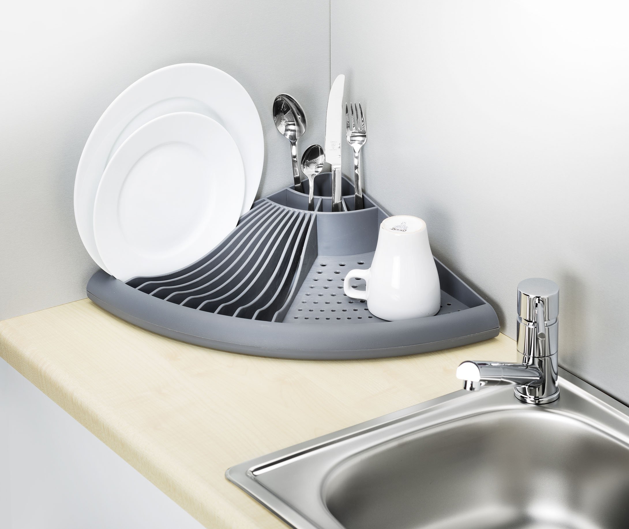 Wenko Corner Scolapiatti Angolare 50x9x35 cm Grigio