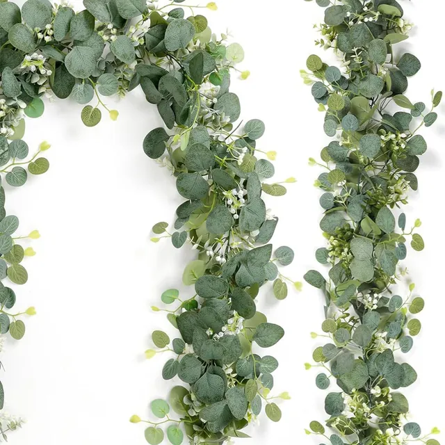 Lxoraziy ghirlanda eucalipto artificiale verde 180 cm 2pz
