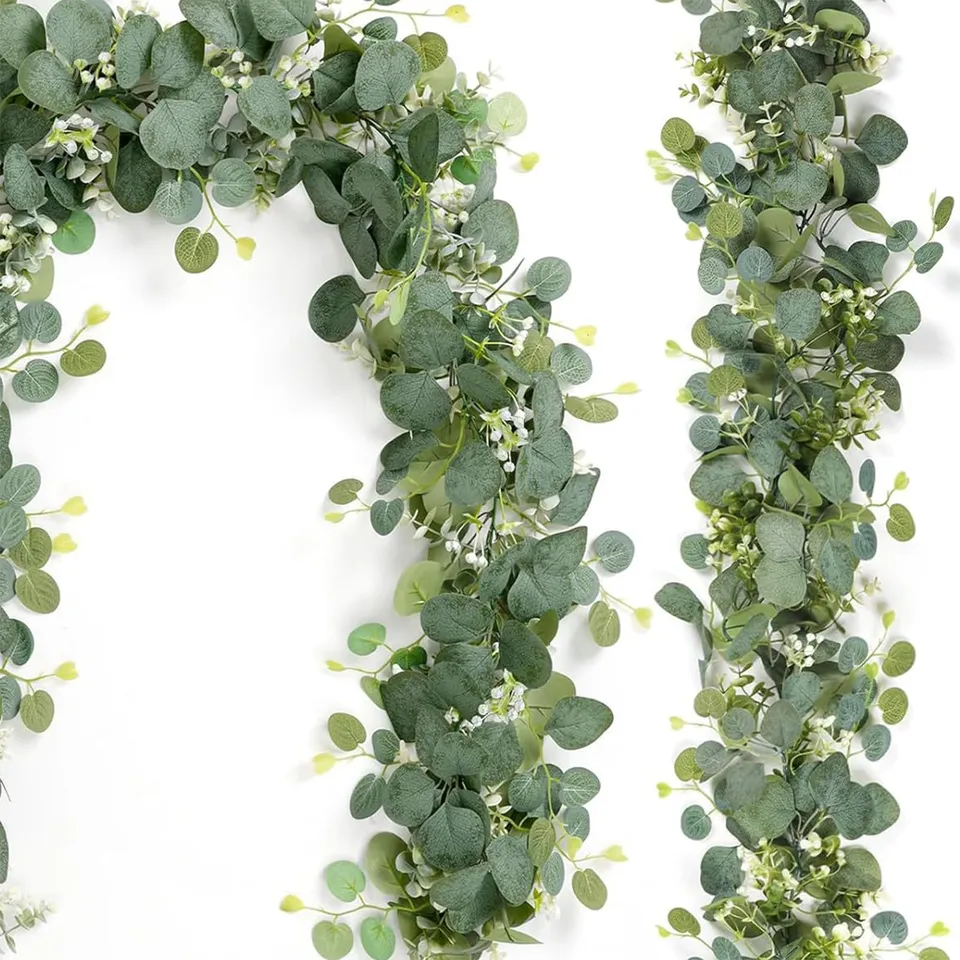 Lxoraziy ghirlanda eucalipto artificiale verde 180 cm 2pz